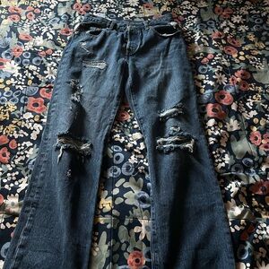 Levi's Distressed Straight Leg Jeans - Dark Blue
